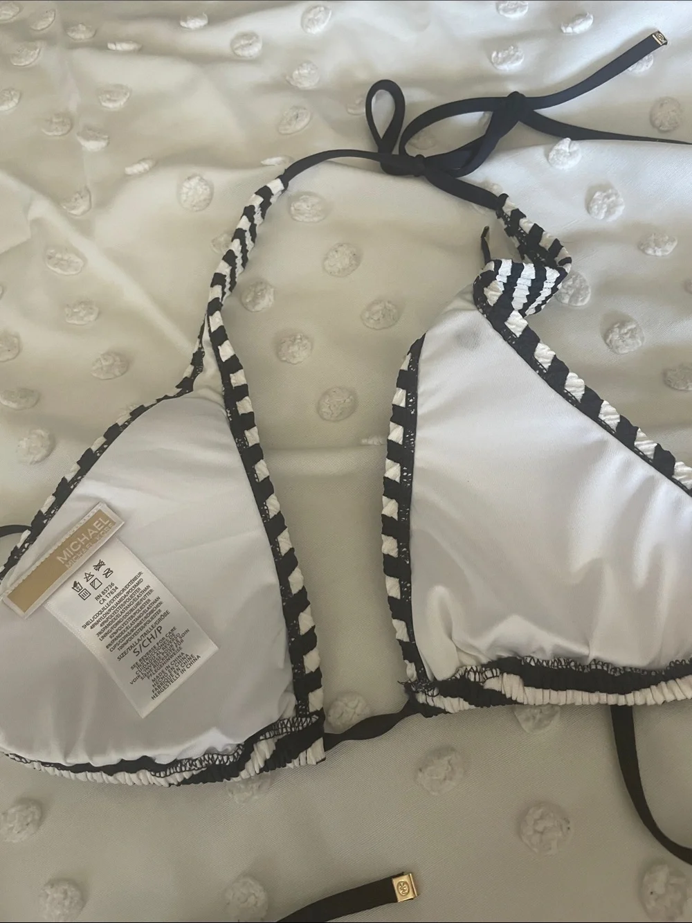 Michael Kors Navy & White Striped Halter Bikini Top